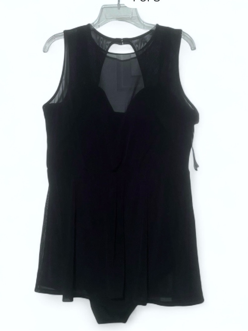 torrid Black Mesh Peplum one piece Swimsuit NWT 2X DD